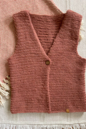 wool knit vest rose herringbone